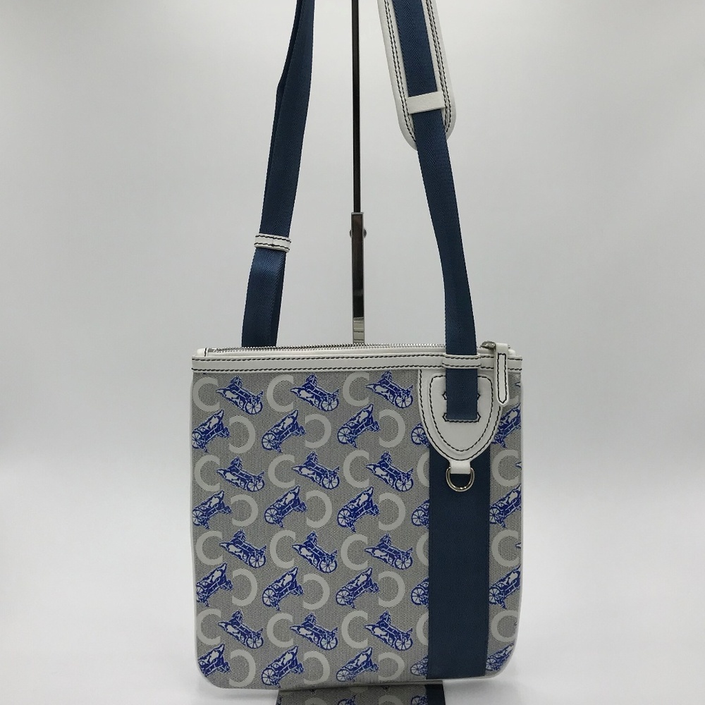 SOLD!! CELINE Vintage Blue and White Leather Cross Body B